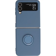 Coque Samsung Galaxy Z Flip4 - Soft Touch avec anneau - Bleu