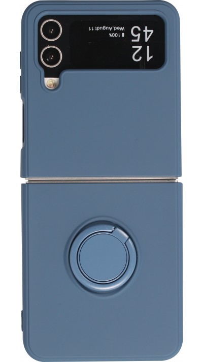 Coque Samsung Galaxy Z Flip4 - Soft Touch avec anneau - Bleu