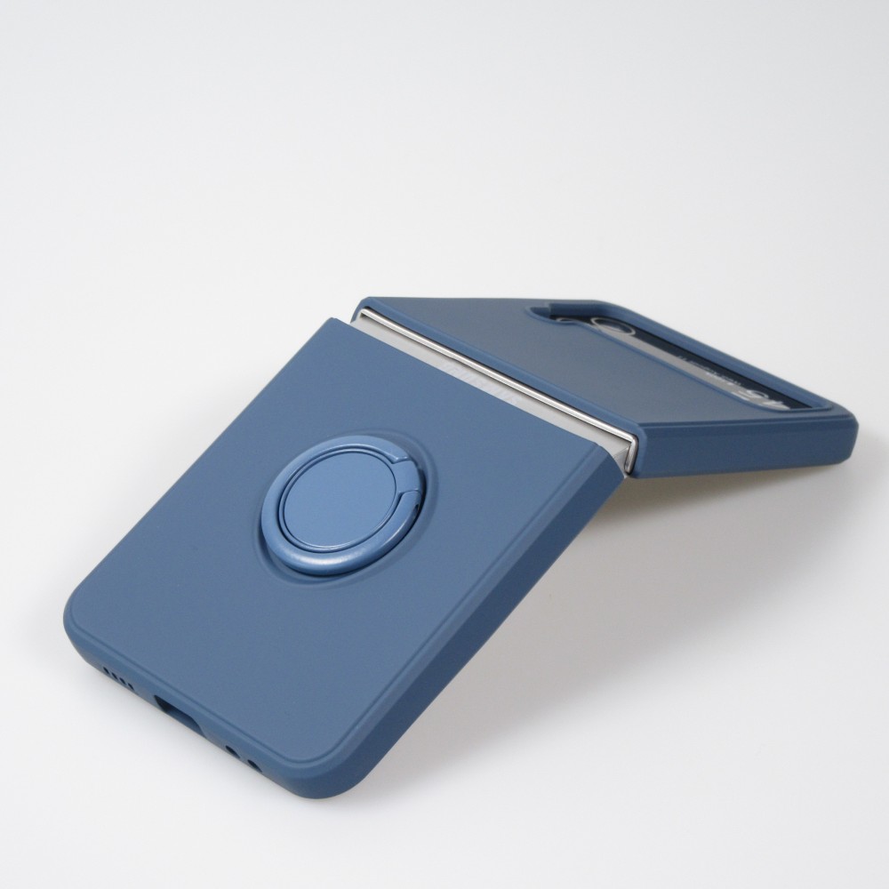 Coque Samsung Galaxy Z Flip4 - Soft Touch avec anneau - Bleu