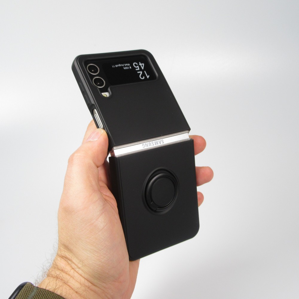 Galaxy Z Flip4 Case Hülle - Soft Touch mit Ring - Schwarz