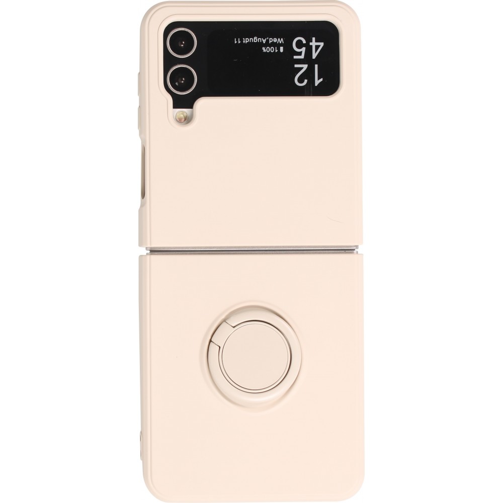 Coque Samsung Galaxy Z Flip4 - Soft Touch avec anneau - Beige