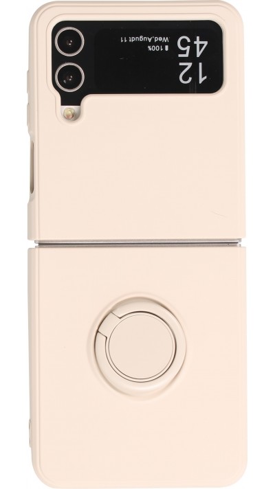 Coque Samsung Galaxy Z Flip4 - Soft Touch avec anneau - Beige