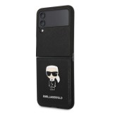 Galaxy Z Flip4 Case Hülle - Karl Lagerfeld Kunstleder mit metallischem Logoprägung - Schwarz