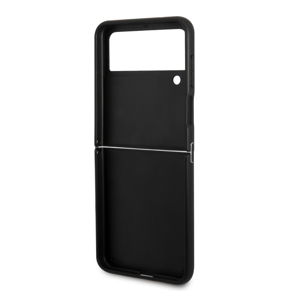 Coque Samsung Galaxy Z Flip4 - Karl Lagerfeld similicuir avec logo métallique en relief - Noir