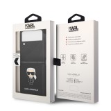 Galaxy Z Flip4 Case Hülle - Karl Lagerfeld Kunstleder mit metallischem Logoprägung - Schwarz