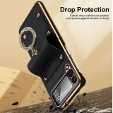 Galaxy Z Flip4 Case Hülle - Luxury Leder Ring - Schwarz