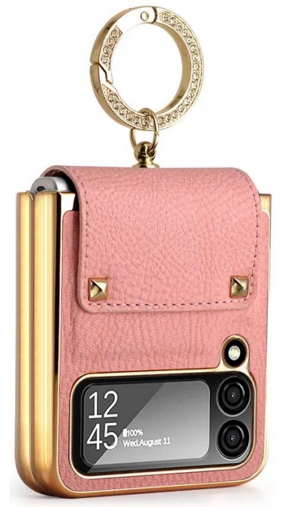 Galaxy Z Flip4 Case Hülle - Luxury Leder Ring - Rosa