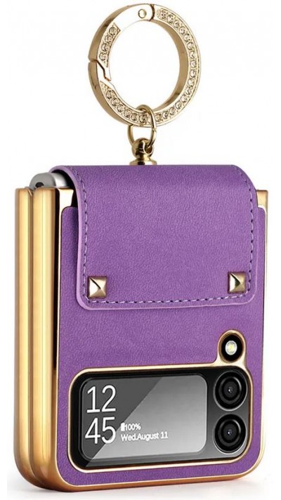 Coque Samsung Galaxy Z Flip4 - Luxury cuir anneau - Violet