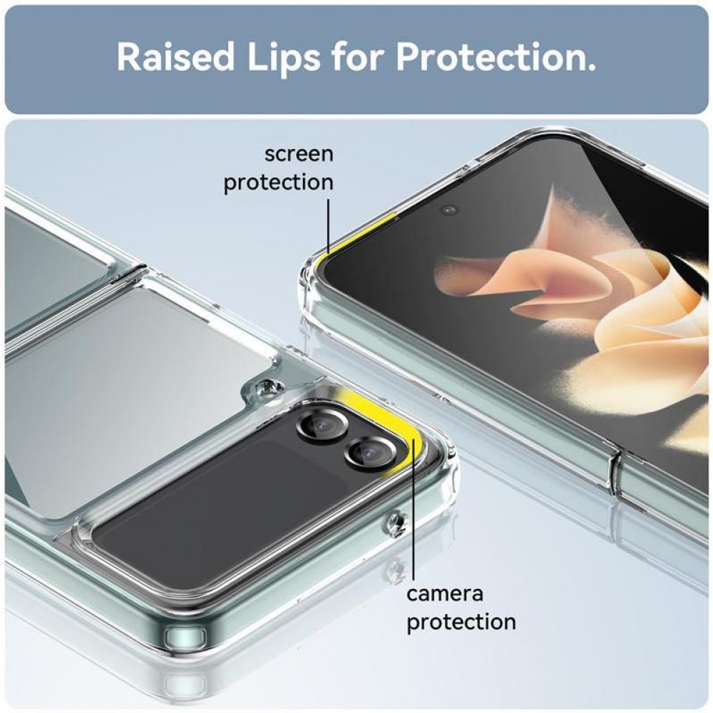 Galaxy Z Flip4 Case Hülle - Premium hybrid Schutzhülle / Shell Glass Bumper Shockproof - Hellblau