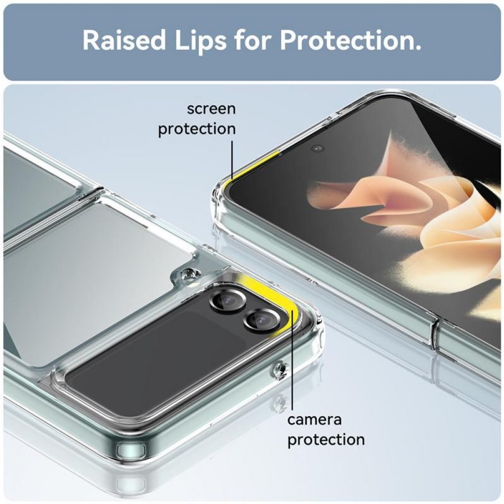 Coque Samsung Galaxy Z Flip4 - Premium Housse / Case hybride glass bumper shockproof - Bleu clair