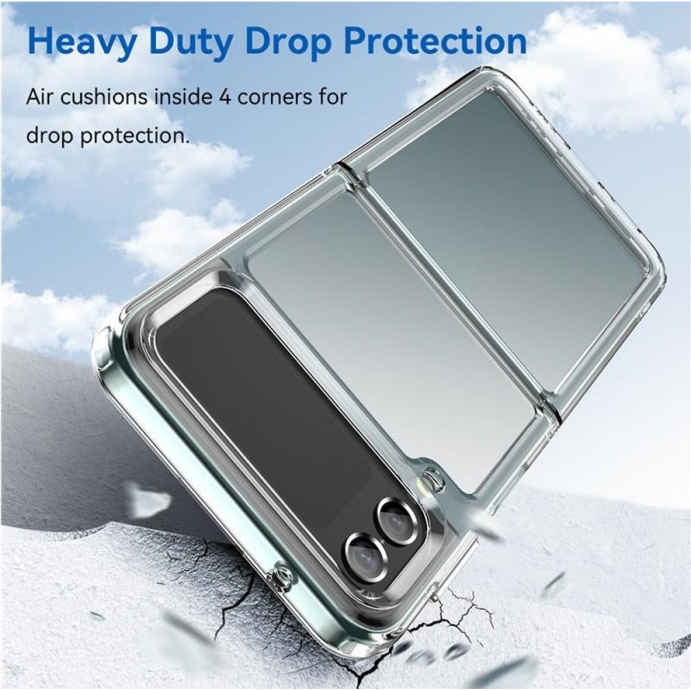 Galaxy Z Flip4 Case Hülle - Premium hybrid Schutzhülle / Shell Glass Bumper Shockproof - Hellblau