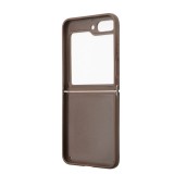 Coque Samsung Galaxy Z Flip5 - Guess monogramme similicuir logo métal et strass - Brun