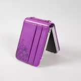 Coque Samsung Galaxy Z Flip5 - Similicuir élégant avec fleur impregnée - Violet