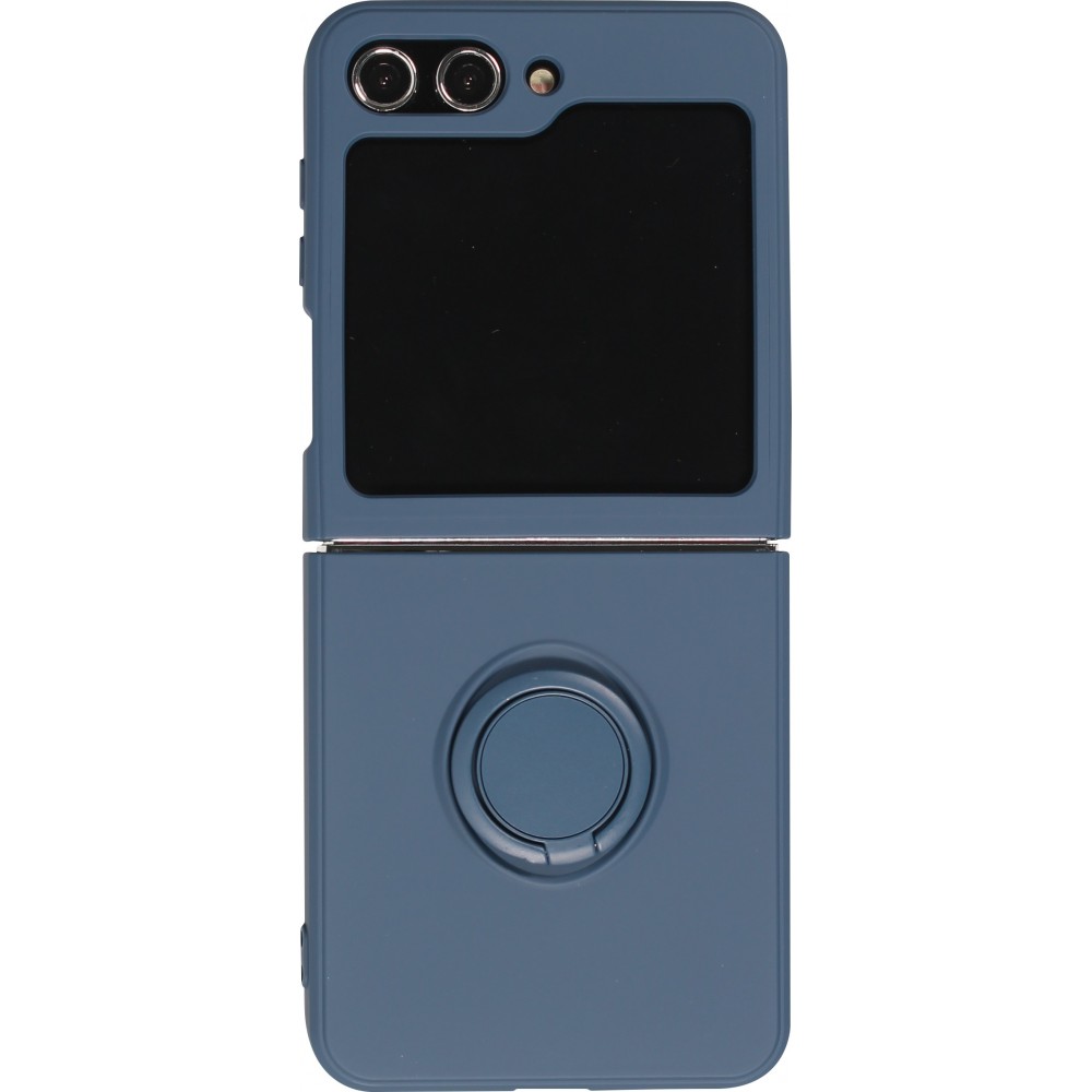 Galaxy Z Flip5 Case Hülle - Soft Touch mit Ring - Dunkelblau