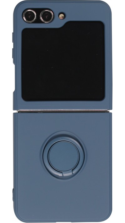 Coque Samsung Galaxy Z Flip5 - Soft Touch avec anneau - Bleu foncé