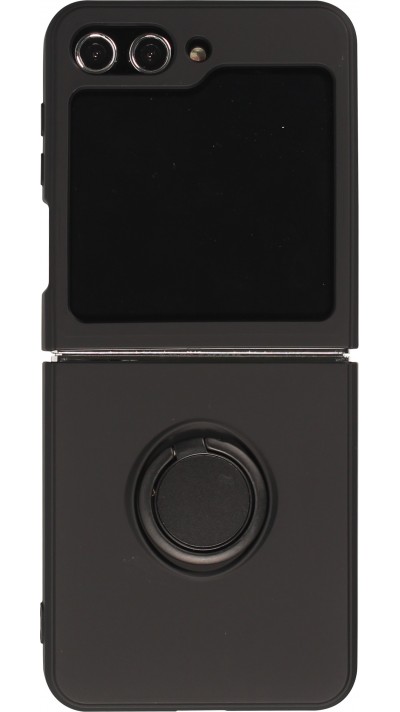 Coque Samsung Galaxy Z Flip5 - Soft Touch avec anneau - Noir