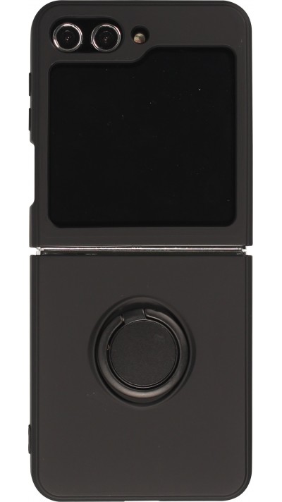 Coque Samsung Galaxy Z Flip5 - Soft Touch avec anneau - Noir