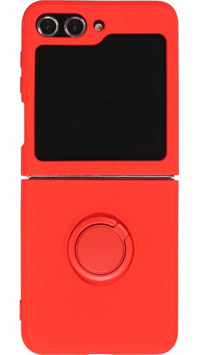 Coque Samsung Galaxy Z Flip5 - Soft Touch avec anneau - Rouge
