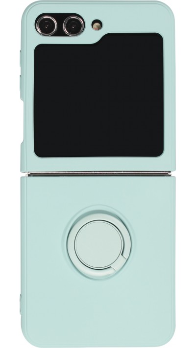 Coque Samsung Galaxy Z Flip5 - Soft Touch avec anneau - Turquoise