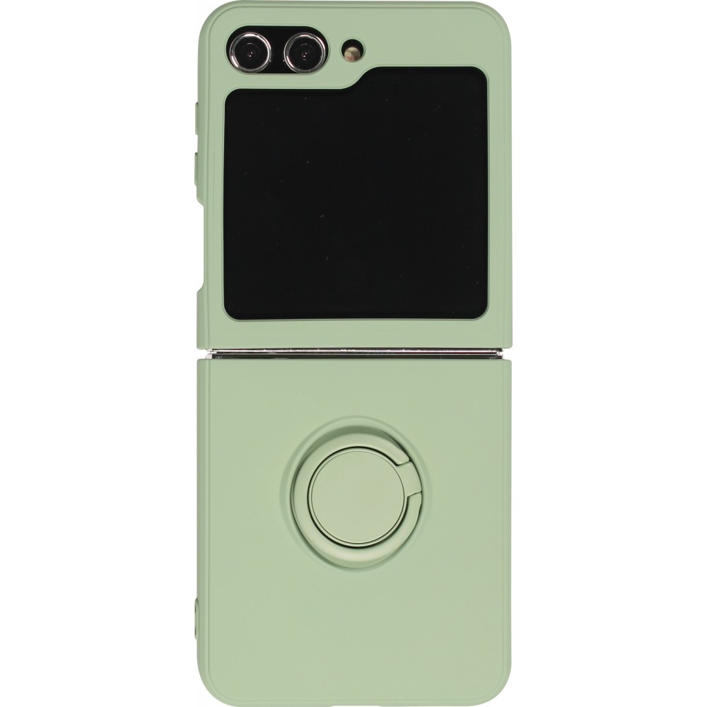 Coque Samsung Galaxy Z Flip5 - Soft Touch avec anneau - Vert