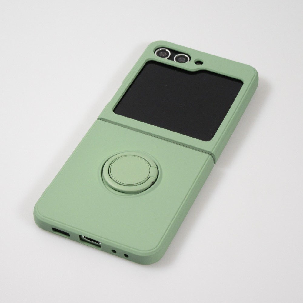 Coque Samsung Galaxy Z Flip5 - Soft Touch avec anneau - Vert