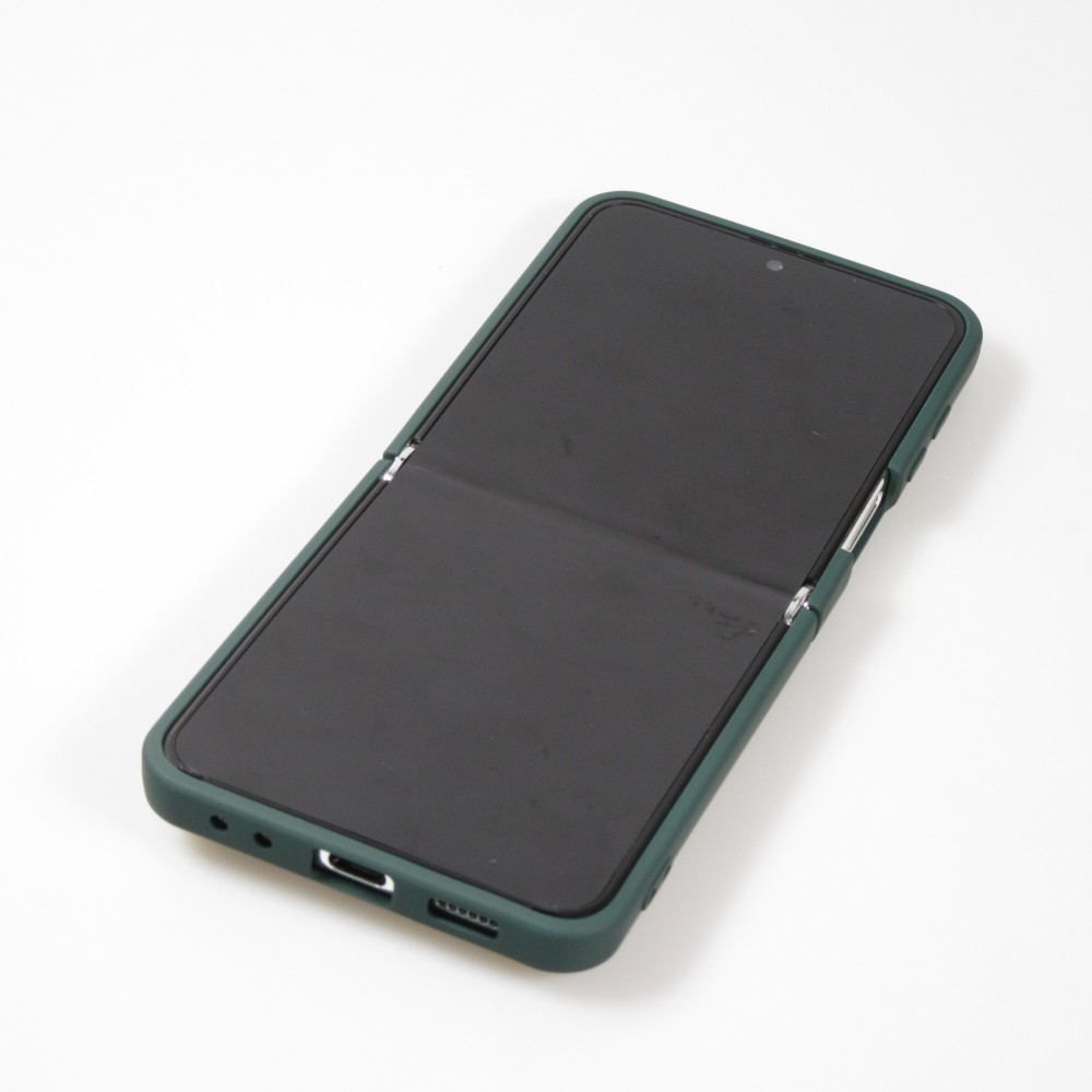 Galaxy Z Flip5 Case Hülle - Soft Touch mit Ring - Dunkelgrün