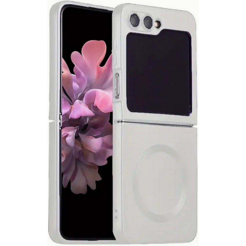 Galaxy Z Flip6 Case Hülle - Weiches faltbares Silikon mit MagSafe und Kameraschutz - Weiss