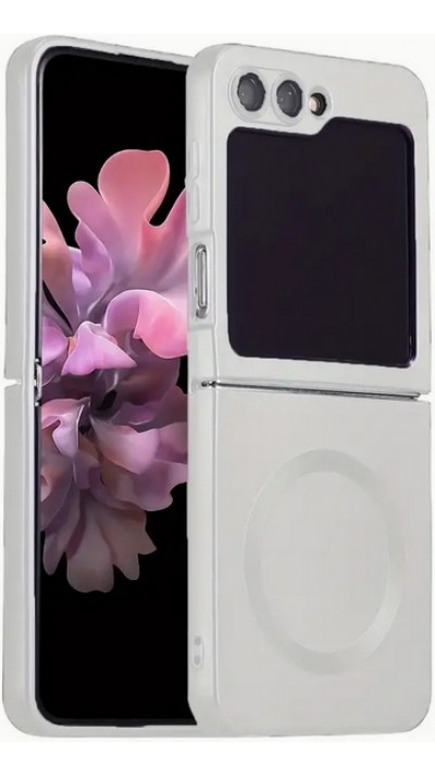 Coque Samsung Galaxy Z Flip6 - Silicone souple pliable avec MagSafe et protection caméra - Blanc