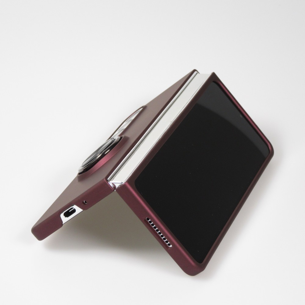 Coque Samsung Galaxy Z Fold4 - Plastique avec anneau de support - Bordeaux
