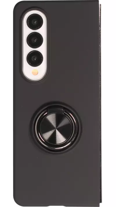 Coque Samsung Galaxy Z Fold4 - Plastique avec anneau de support - Noir
