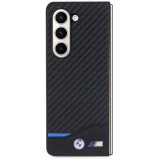 Samsung Galaxy Z Fold5 Case Hülle - BMW M Karbon-Effekt und Leder mit geprägtem Metall-Logo - Schwarz