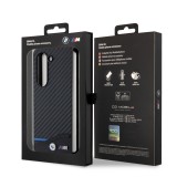 Samsung Galaxy Z Fold5 Case Hülle - BMW M Karbon-Effekt und Leder mit geprägtem Metall-Logo - Schwarz