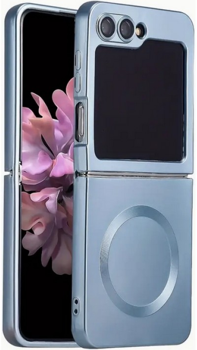 Coque Samsung Galaxy Z Flip6 - Silicone souple pliable avec MagSafe et protection caméra - Bleu