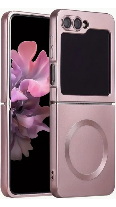 Coque Samsung Galaxy Z Flip6 - Silicone souple pliable avec MagSafe et protection caméra - Rose