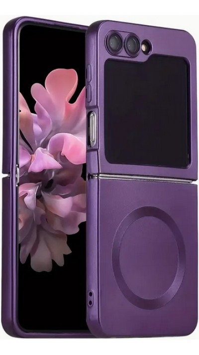 Coque Samsung Galaxy Z Flip6 - Silicone souple pliable avec MagSafe et protection caméra - Violet