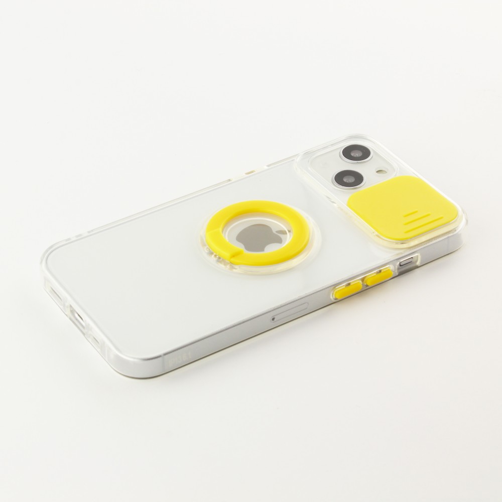 iPhone 14 Plus Case Hülle - mit Kamera-Slider und Ring - Gelb