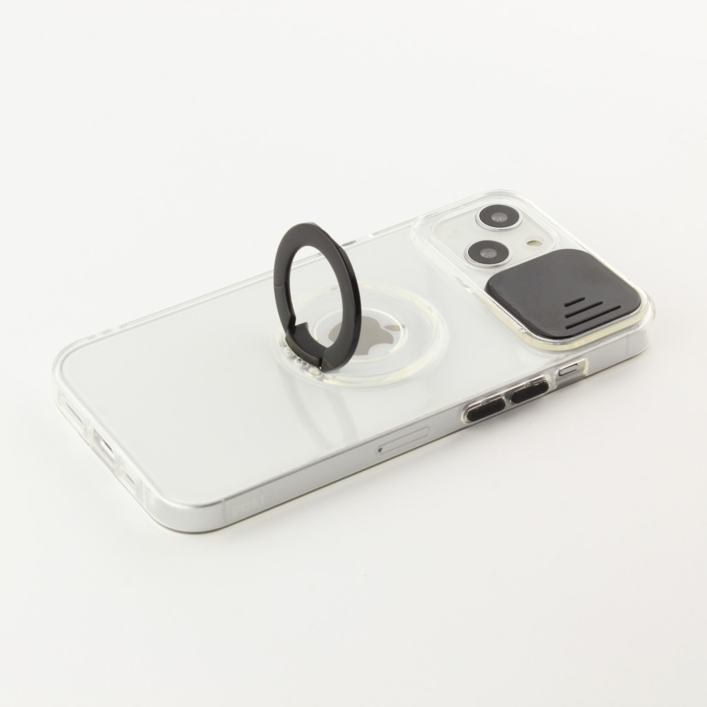 iPhone 14 Plus Case Hülle - mit Kamera-Slider und Ring - Schwarz