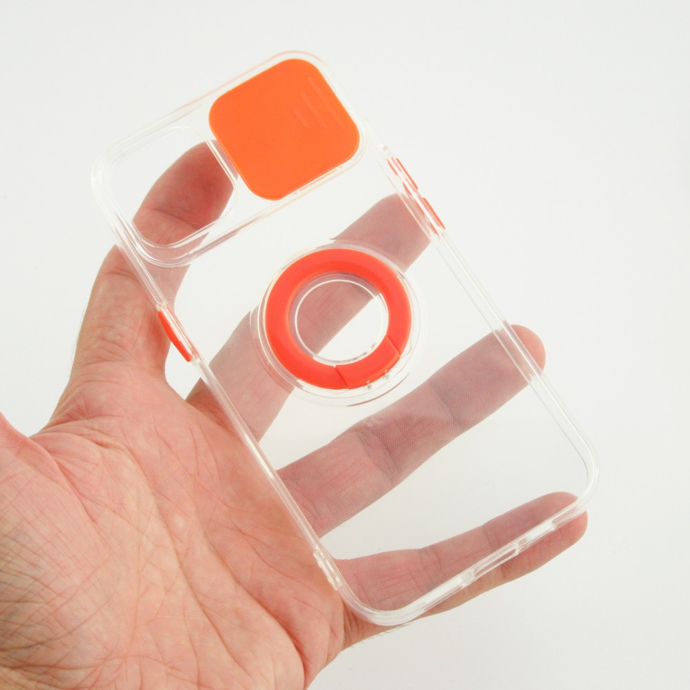 iPhone 14 Plus Case Hülle - mit Kamera-Slider und Ring - Orange