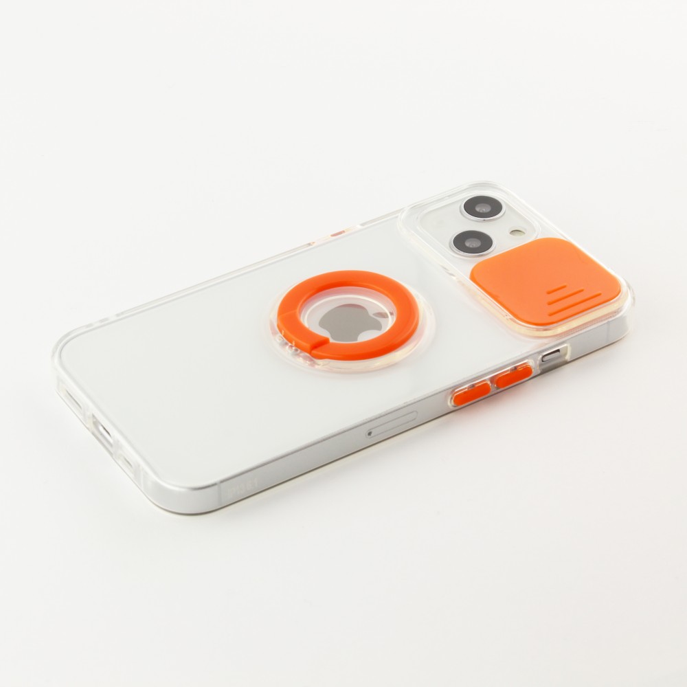 iPhone 14 Plus Case Hülle - mit Kamera-Slider und Ring - Orange