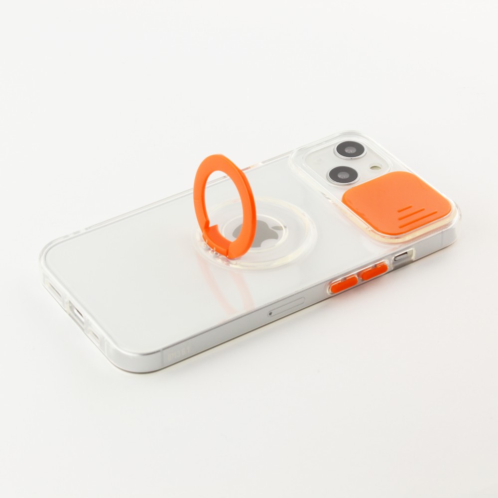 Coque iPhone 14 Plus - Caméra clapet avec anneau - Orange