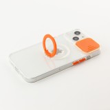 iPhone 14 Plus Case Hülle - mit Kamera-Slider und Ring - Orange