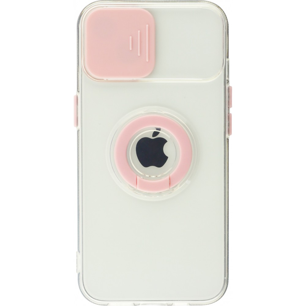 Coque iPhone 14 - Caméra clapet avec anneau - Rose