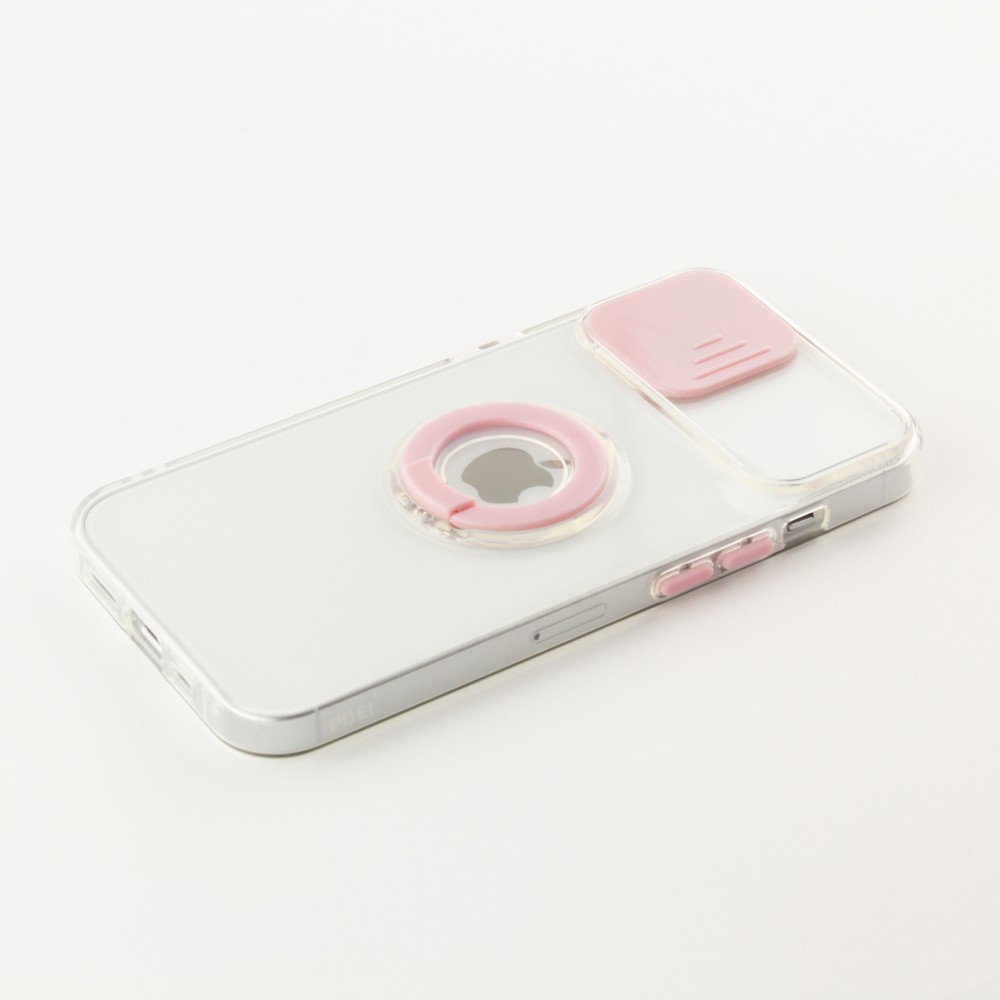 Coque iPhone 14 - Caméra clapet avec anneau - Rose