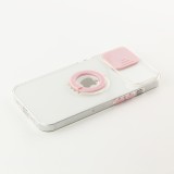 Coque iPhone 14 - Caméra clapet avec anneau - Rose