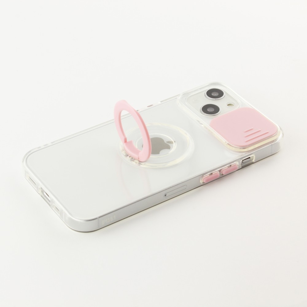 iPhone 14 Case Hülle - mit Kamera-Slider und Ring - Rosa