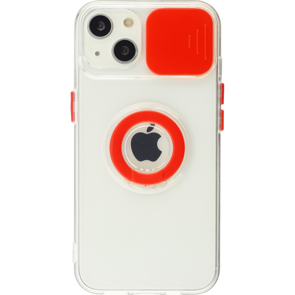 iPhone 14 Case Hülle - mit Kamera-Slider und Ring - Rot