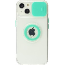 Coque iPhone 14 - Caméra clapet avec anneau - Turquoise