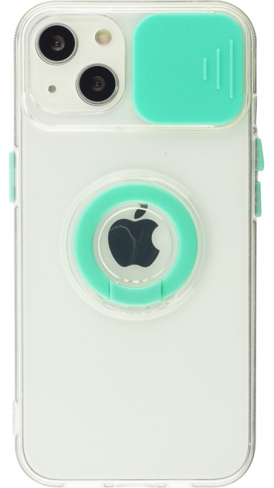 Coque iPhone 14 - Caméra clapet avec anneau - Turquoise