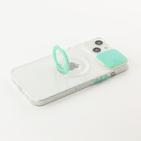 Coque iPhone 14 - Caméra clapet avec anneau - Turquoise