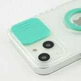 Coque iPhone 14 - Caméra clapet avec anneau - Turquoise